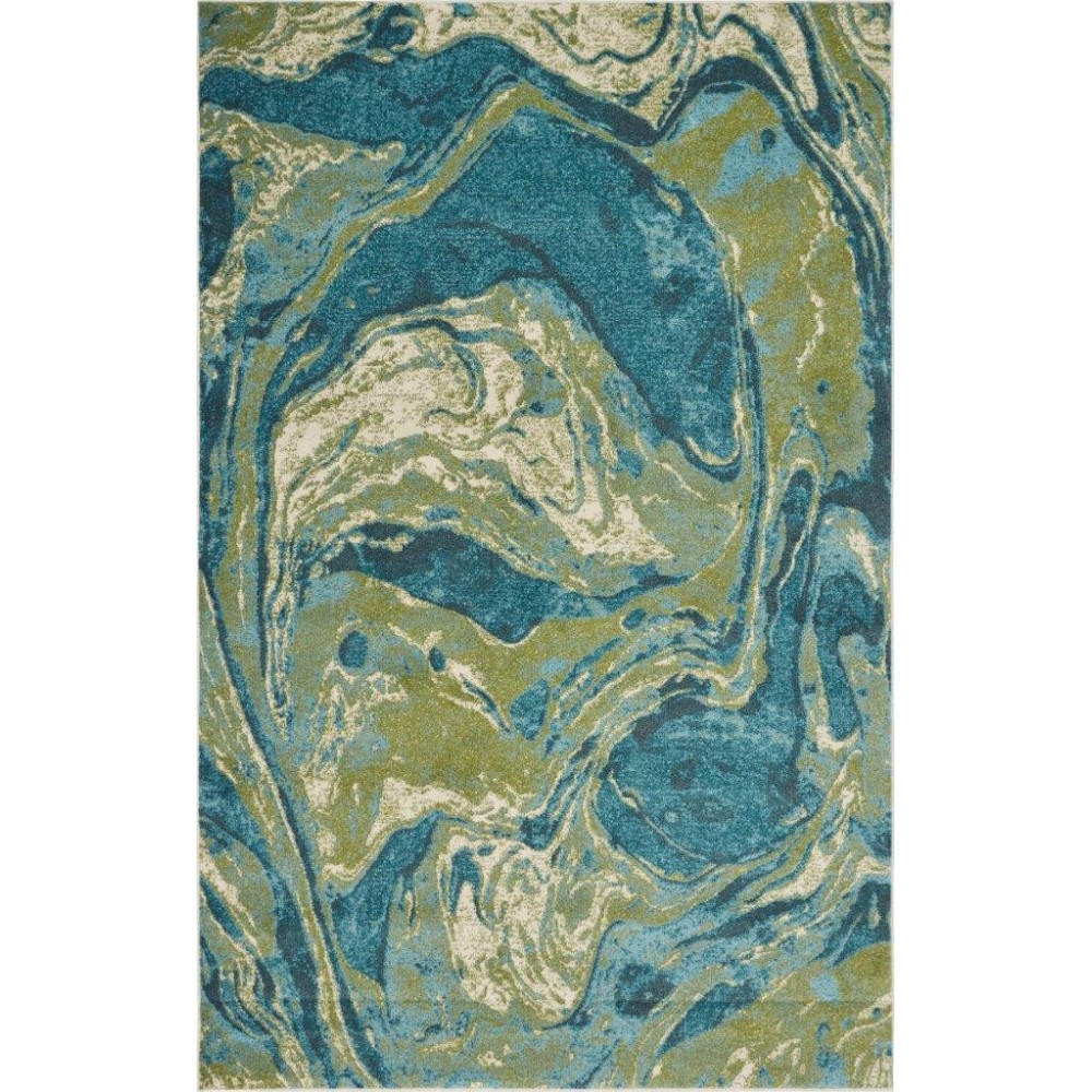 Watercolors Teal Geode 5' x 7'6" Rug