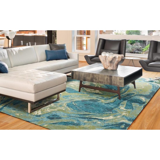 Watercolors Teal Geode 5' x 7'6" Rug