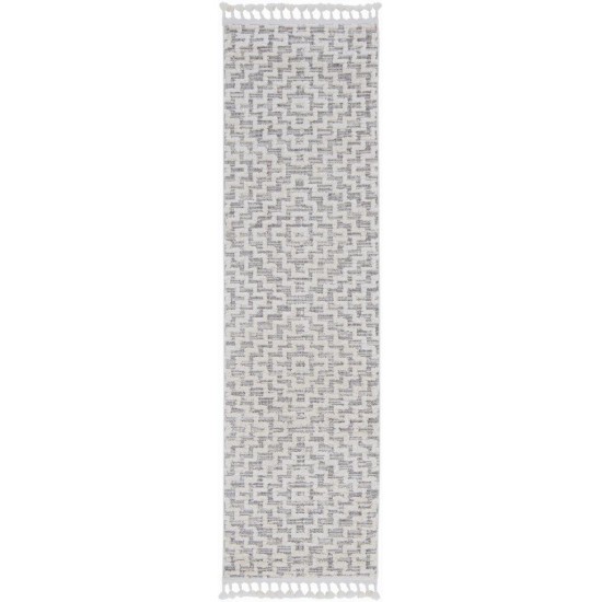 Willow Ivory Grey Geo 2'2" x 7'6" Runner Rug