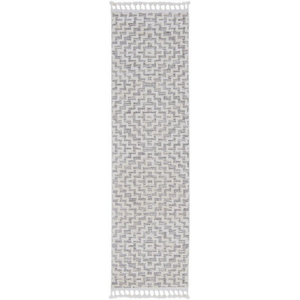 Willow Ivory Grey Geo 2'2" x 7'6" Runner Rug