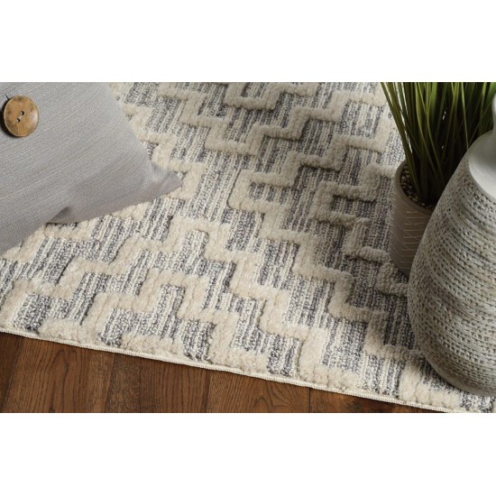 Willow Ivory Grey Geo 2'2" x 7'6" Runner Rug