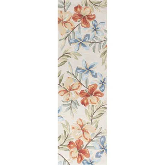 Coral Ivory Aloha 2'3" x 7'6" Runner Area Rug