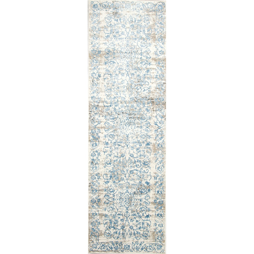 Crete Ivory/Blue Courtyard 2'2" x 6'11" Runner Area Rug Crete Ivory/Blue Courtyard 2'2" x 6'11" Runner Area Rug