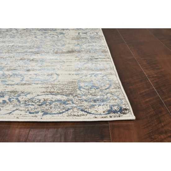 Crete Ivory/Blue Courtyard 2'2" x 6'11" Runner Area Rug