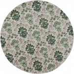 Emerald Ivory/Green Damask 7'6" Round Area Rug