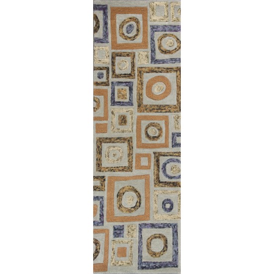 Geo Frost Cityscape 2'6" x 8' Runner Area Rug