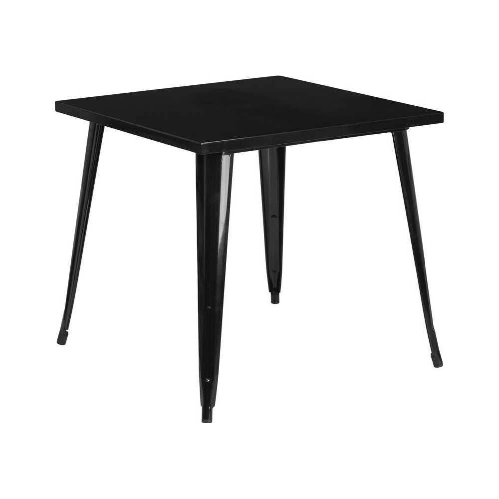 Commercial Grade 31.75" Square Black Metal Indoor-Outdoor Table