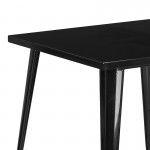 Commercial Grade 31.75" Square Black Metal Indoor-Outdoor Table