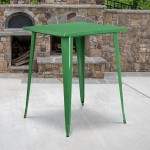 Commercial Grade 31.5" Square Green Metal Indoor-Outdoor Bar Height Table