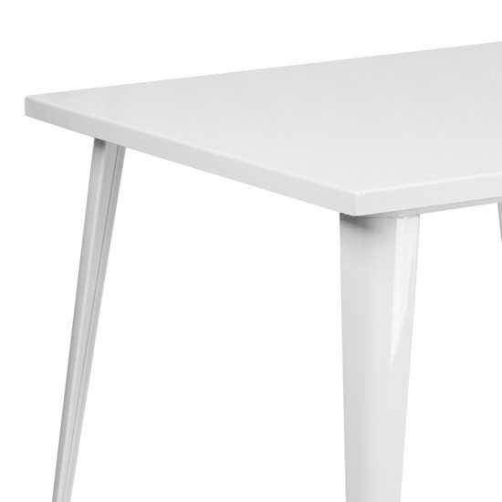 Commercial Grade 35.5" Square White Metal Indoor-Outdoor Table