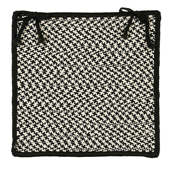 Colonial Mills Chair Pad Outdoor Houndstooth Tweed Black Chair Pad