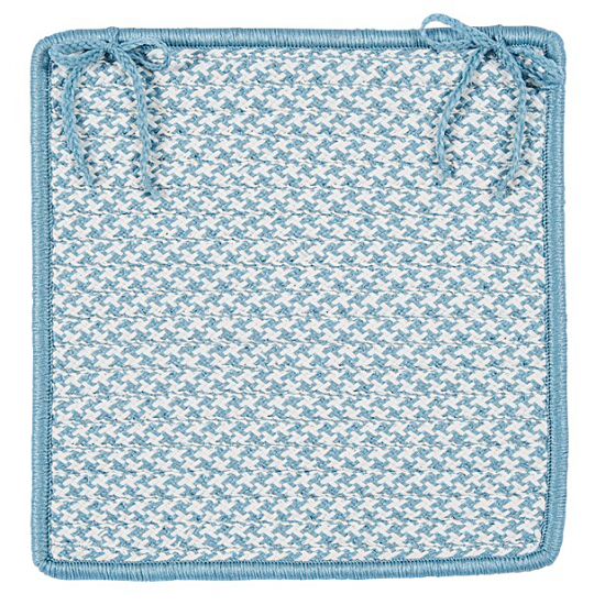 Colonial Mills Chair Pad Outdoor Houndstooth Tweed Sea Blue Chair Pad