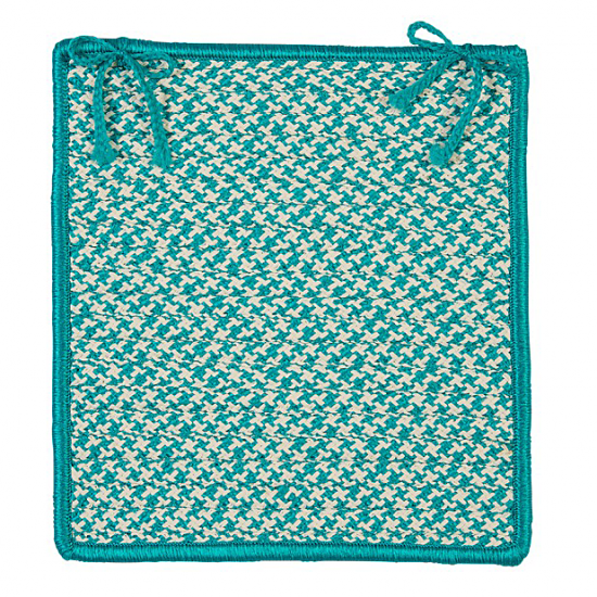 Colonial Mills Chair Pad Outdoor Houndstooth Tweed Turquoise Chair Pad