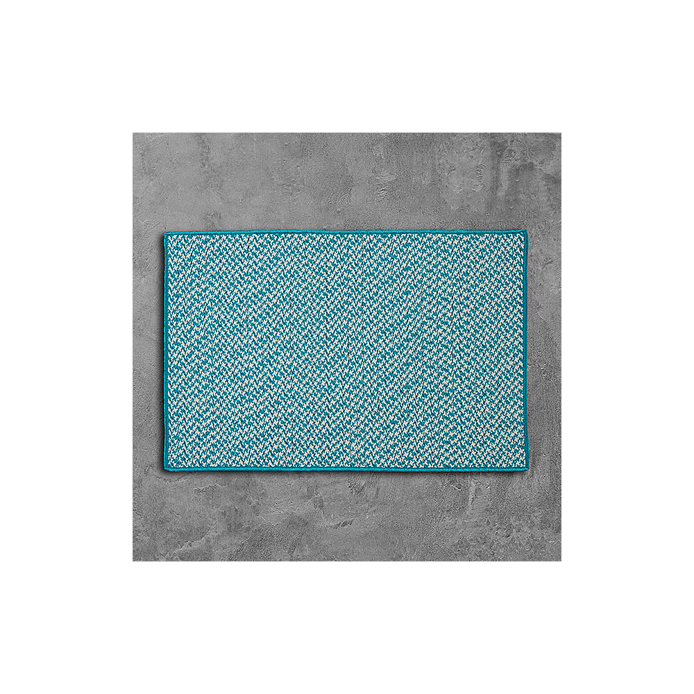 Colonial Mills Rug Outdoor Houndstooth Tweed Turquoise Rectangle