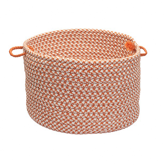 Colonial Mills Basket Outdoor Houndstooth Tweed Orange Round