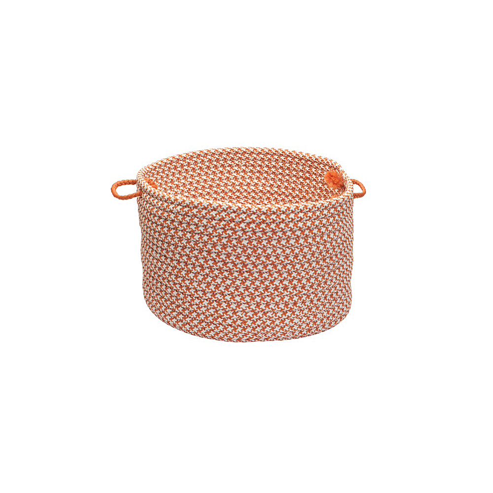 Colonial Mills Basket Outdoor Houndstooth Tweed Orange Round