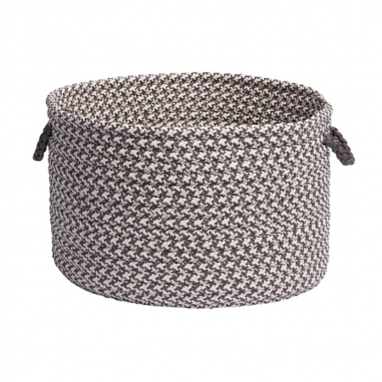 Colonial Mills Basket Outdoor Houndstooth Tweed Gray Round