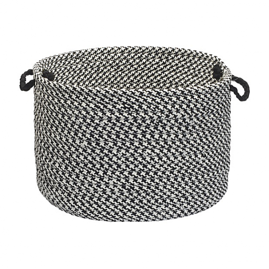 Colonial Mills Basket Outdoor Houndstooth Tweed Black Round