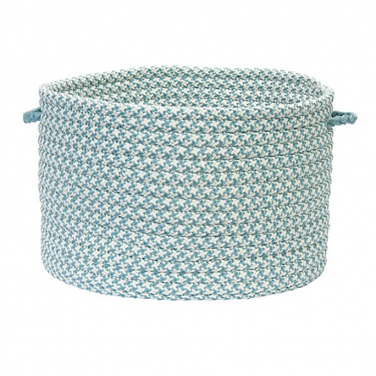 Colonial Mills Basket Outdoor Houndstooth Tweed Sea Blue Round