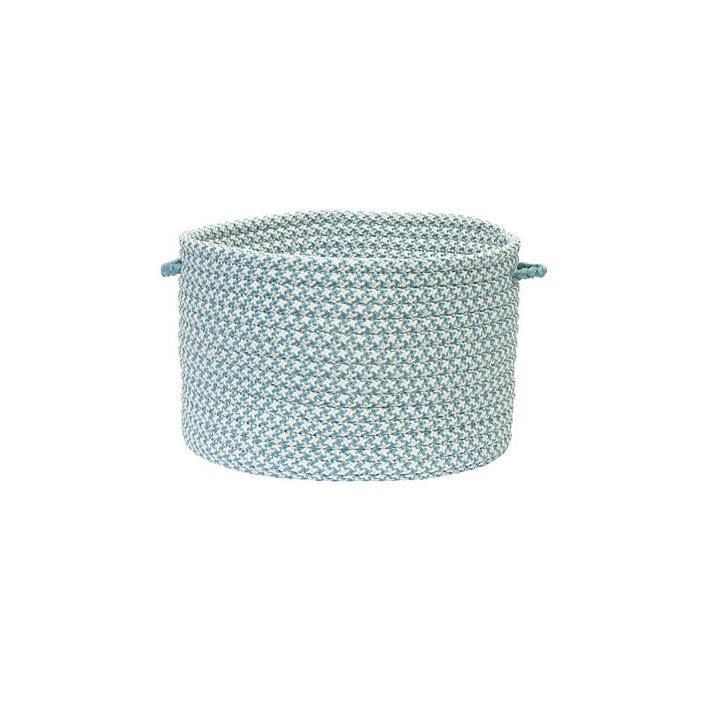 Colonial Mills Basket Outdoor Houndstooth Tweed Sea Blue Round