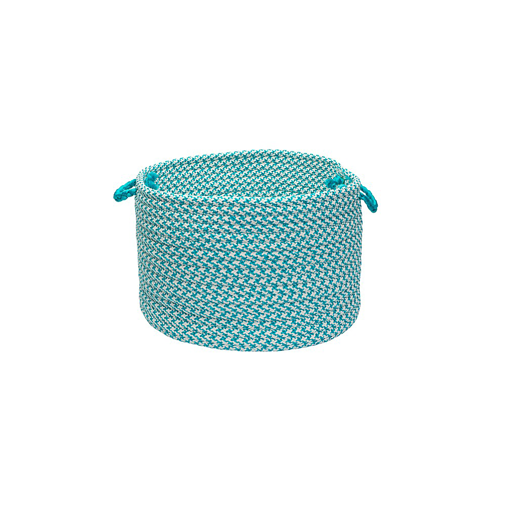 Colonial Mills Basket Outdoor Houndstooth Tweed Turquoise Round