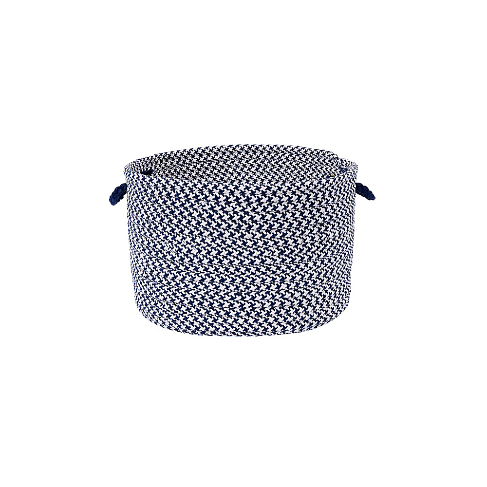 Colonial Mills Basket Outdoor Houndstooth Tweed Navy Round