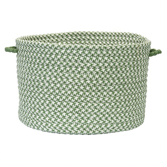 Colonial Mills Basket Outdoor Houndstooth Tweed Leaf Green Round