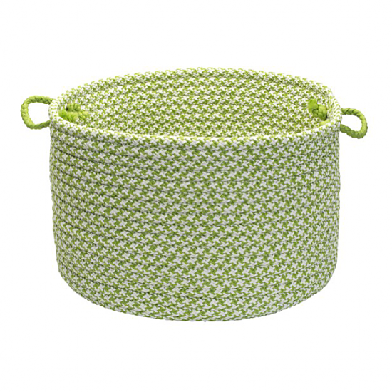 Colonial Mills Basket Outdoor Houndstooth Tweed Lime Round