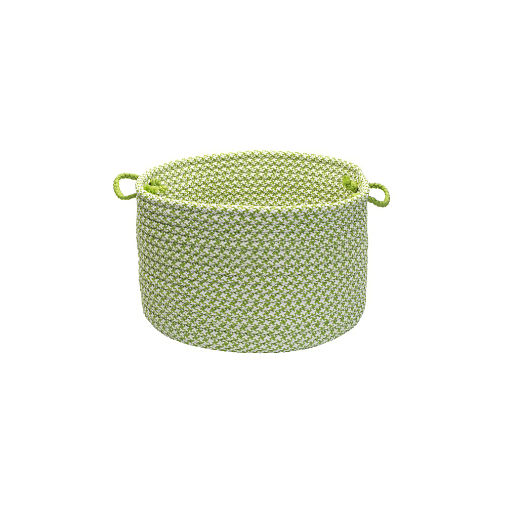 Colonial Mills Basket Outdoor Houndstooth Tweed Lime Round