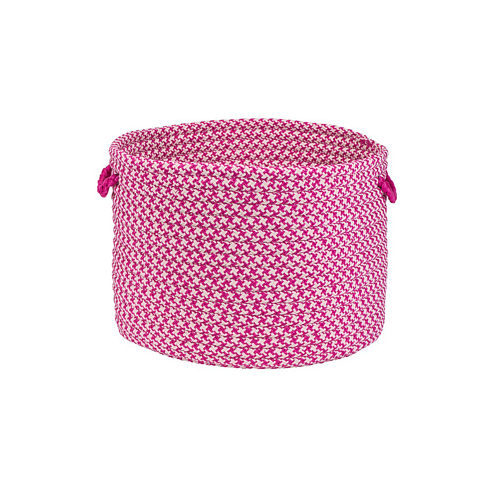 Colonial Mills Basket Outdoor Houndstooth Tweed Magenta Round