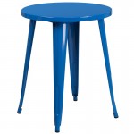 Commercial Grade 24" Round Blue Metal Indoor-Outdoor Table