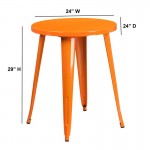 Commercial Grade 24" Round Orange Metal Indoor-Outdoor Table