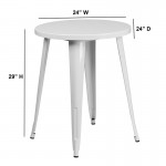 Commercial Grade 24" Round White Metal Indoor-Outdoor Table