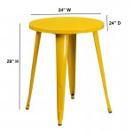 Commercial Grade 24" Round Yellow Metal Indoor-Outdoor Table