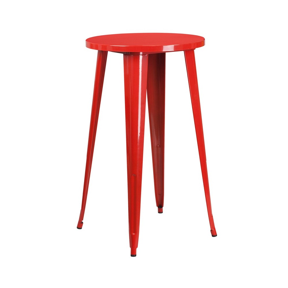 Commercial Grade 24" Round Red Metal Indoor-Outdoor Bar Height Table Commercial Grade 24" Round Red Metal Indoor-Outdoor Bar Height Table