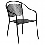 Commercial Grade 35.5" Square Black Indoor-Outdoor Steel Patio Table Set with 4 Round Back Chairs