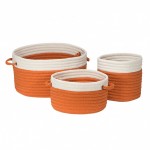 Colonial Mills Basket Poolboy 3-Piece Indoor Outdoor Basket Set Orange Round