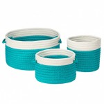 Colonial Mills Basket Poolboy 3-Piece Indoor Outdoor Basket Set Teal Round