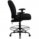 Big & Tall 400 lb. Rated Black Fabric Ergonomic Drafting Chair with Adjustable Back Height and Arms