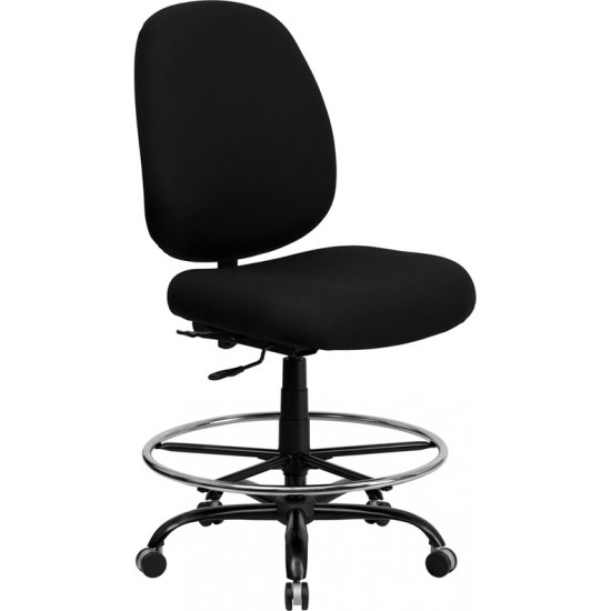 Big & Tall 400 lb. Rated Black Fabric Ergonomic Drafting Chair with Adjustable Back Height