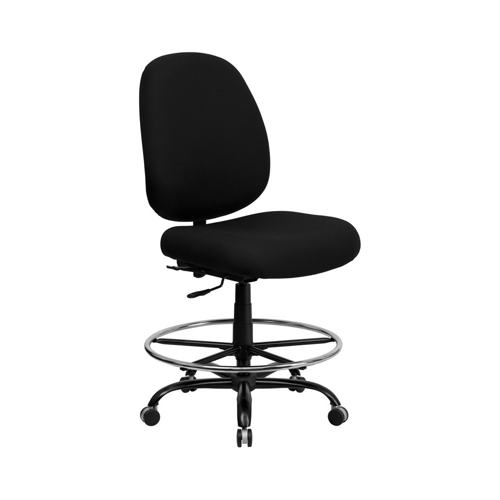 Big & Tall 400 lb. Rated Black Fabric Ergonomic Drafting Chair with Adjustable Back Height