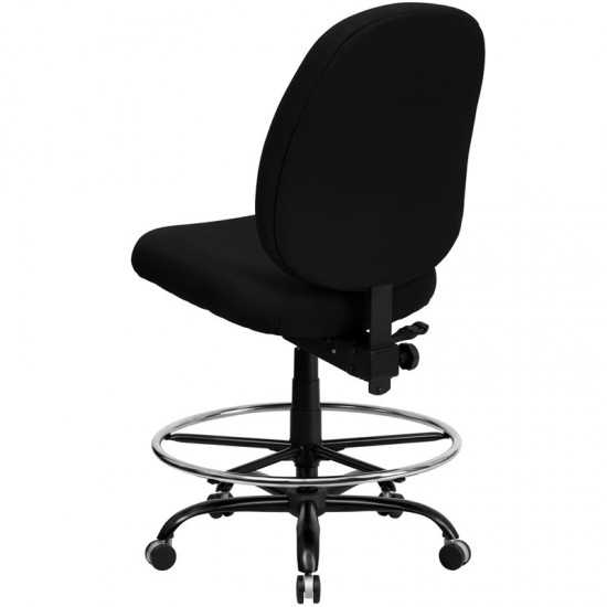 Big & Tall 400 lb. Rated Black Fabric Ergonomic Drafting Chair with Adjustable Back Height