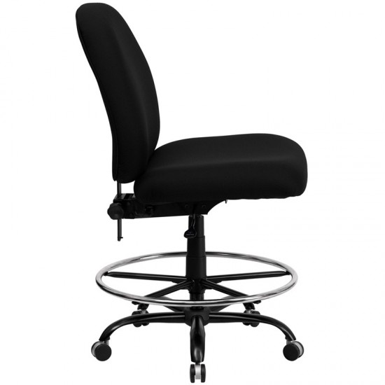 Big & Tall 400 lb. Rated Black Fabric Ergonomic Drafting Chair with Adjustable Back Height