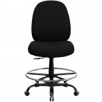 Big & Tall 400 lb. Rated Black Fabric Ergonomic Drafting Chair with Adjustable Back Height