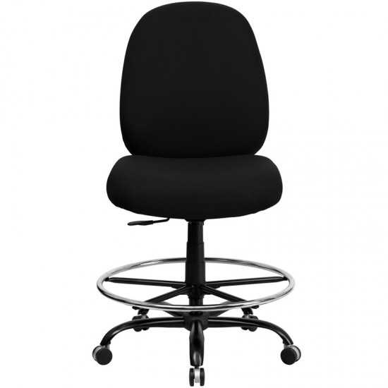 Big & Tall 400 lb. Rated Black Fabric Ergonomic Drafting Chair with Adjustable Back Height