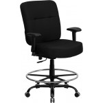 Big & Tall 400 lb. Rated Black Fabric Rectangular Back Ergonomic Draft Chair with Adjustable Arms