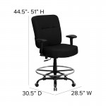 Big & Tall 400 lb. Rated Black Fabric Rectangular Back Ergonomic Draft Chair with Adjustable Arms