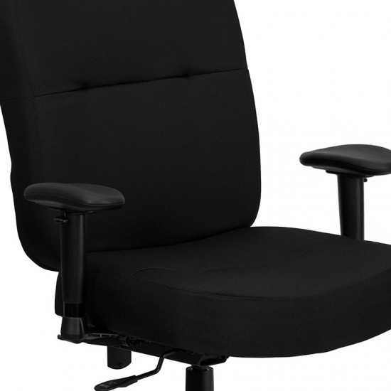 Big & Tall 400 lb. Rated Black Fabric Rectangular Back Ergonomic Draft Chair with Adjustable Arms