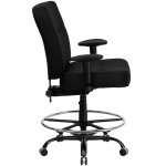 Big & Tall 400 lb. Rated Black Fabric Rectangular Back Ergonomic Draft Chair with Adjustable Arms