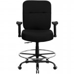 Big & Tall 400 lb. Rated Black Fabric Rectangular Back Ergonomic Draft Chair with Adjustable Arms